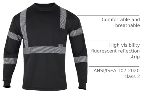 Safety Shirts for Men High Visibility Reflective Hi Vis Construction Work T Shirts Long Sleeve Breathable