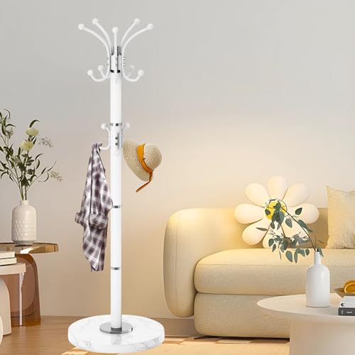 Modern Metal Coat Rack Stand with Natural Marble Base