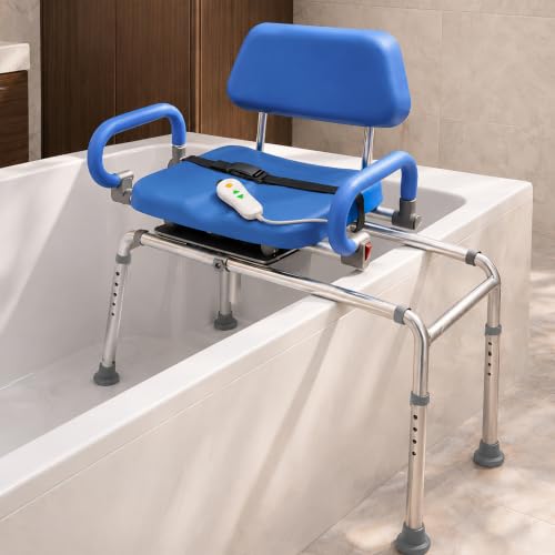 Carousel Sliding Shower Chair Tub Transfer Bench with Swivel Seat