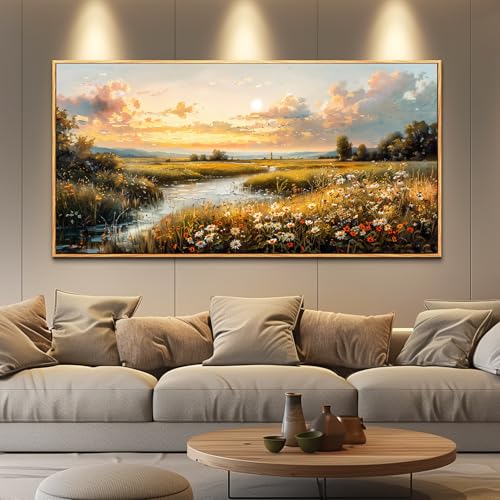 Wood Framed Canvas Wall Art for Living Room Wall Decor for Bedroom Office Wall Decoration White Flower Painting Farmhouse Pictures Artwork Room Aesthetic Home Decor 20x40 in