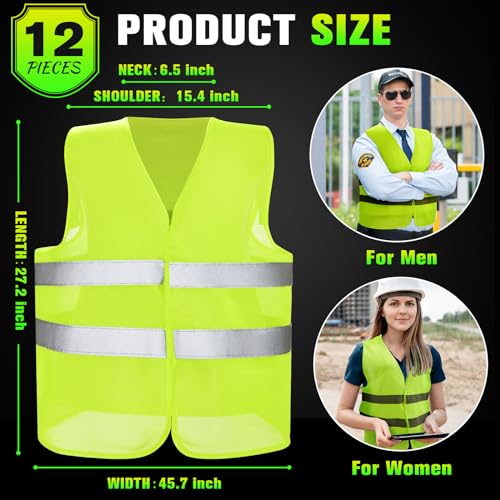 12 20 Pcs Safety Vest Bulk High Visibility Reflective Vest