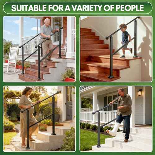 2 3 4 5 Step Heavy Duty Aluminum Alloy Outdoor Stair Handrail Kit