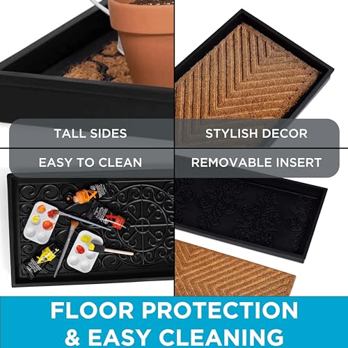 Rubber Boot & Shoe Tray with Coir Insert