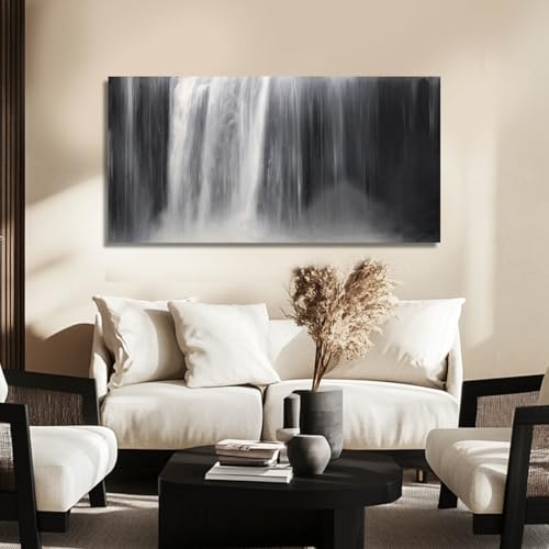 Gold Canvas Wall Art Framed Flowers Art Wave White Black Prints Waterfall Plum Blossoms Wall Decor Arts Artwork Pictures for Living Room Dining Room