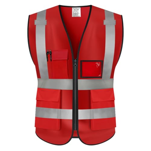 High Visibility Safety Vest Customize Your Logo Protective Workwear 5 Pockets Outdoor Work Vest