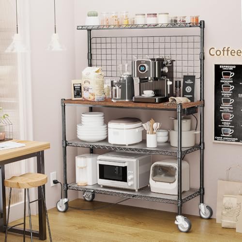 Bakers Rack with Storage & Wheels