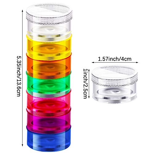7 Days Stackable Pill Organizers 7 Compartments Round Pill Boxes Tower Weekly Vitamin Individual Storage Containers Travel Cases with Lids for Medications