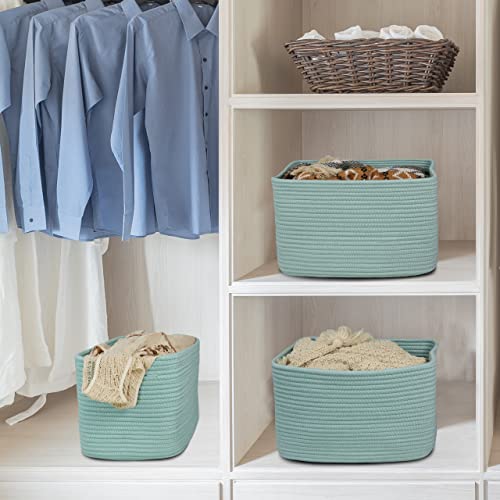 Cotton Rope storage Basket Bins Woven Basket for Organizing Shelves Rectangle Decorative Baskets For storage 3 pack