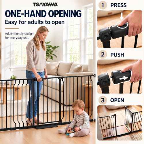 Extra Wide Auto Closing Baby Safety Gate for Stairs & Doorways