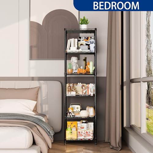 6 Wire Shelving Steel Storage Rack Adjustable Unit Shelves for Laundry Bathroom Kitchen Pantry Closet