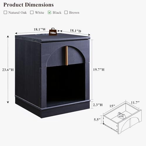 Modern Night Stand with Arched Panel