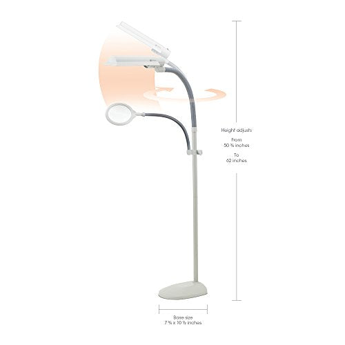 LED Floor Lamp with Optical Grade Magnifier