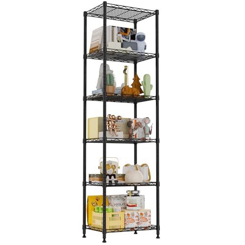 6 Wire Shelving Steel Storage Rack Adjustable Unit Shelves for Laundry Bathroom Kitchen Pantry Closet