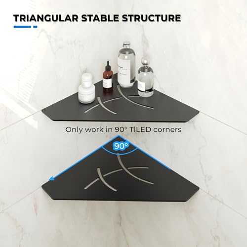 2 Pack Matte Black Recessed Corner Shower Shelf