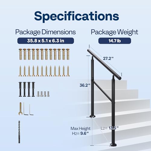 2 Step Hand Rails for Outdoor Steps