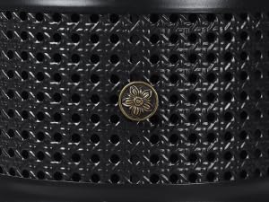 Metal Rattan Narrow End Table with Charging Station