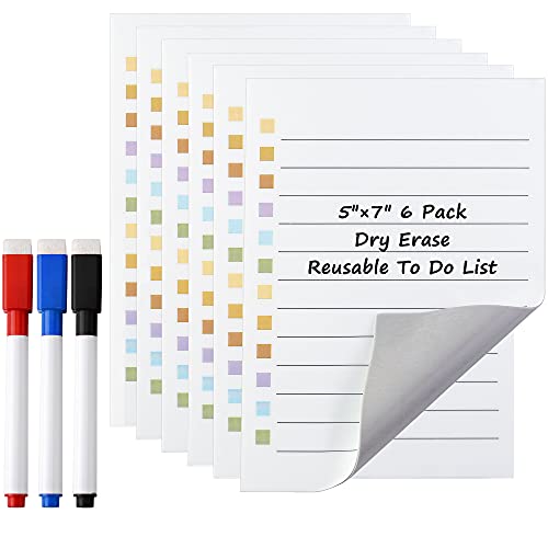 6Pcs Magnetic Dry Erase to Do List 5x7 inch