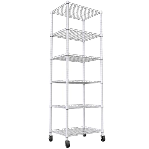 6 Wire Shelving Steel Storage Rack Adjustable Unit Shelves for Laundry Bathroom Kitchen Pantry Closet
