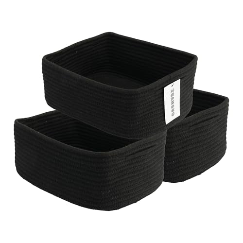 Small Woven Storage Baskets Decorative Rope Bins for Organizing Shelves