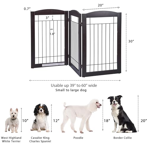 Freestanding Foldable Dog Gate Indoor with Door