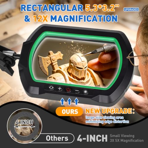 Square Magnifying Glass with Light and Stand