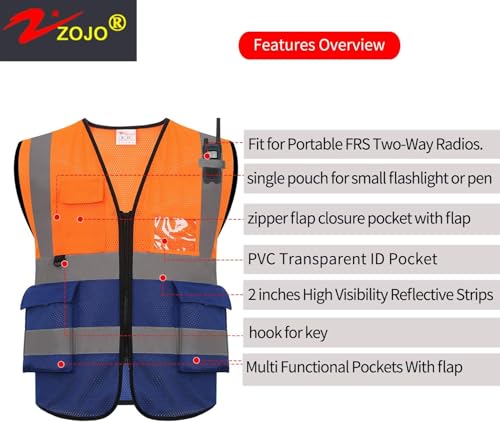 High Visibility Reflective Mesh Safety Vest with Pockets 10 Pack Bulk
