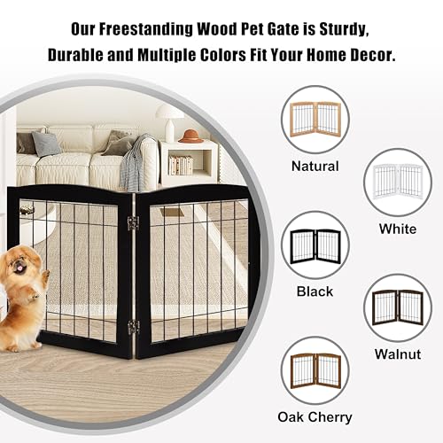 Freestanding Foldable Wood Dog Gate