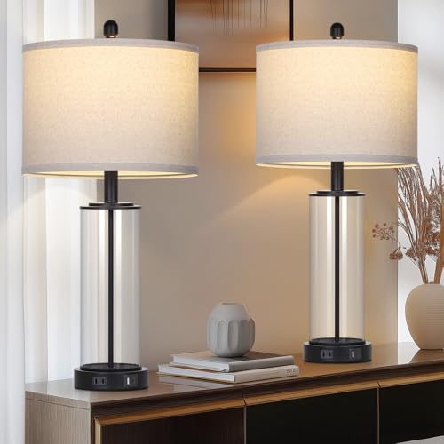 Glass Table Lamps Set of 2