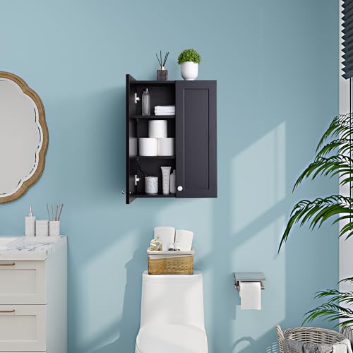 White Bathroom Wall Cabinet with Towel Bar