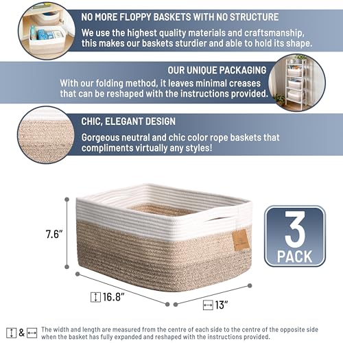 Storage Baskets 16.8" x 13" x 7.6" Bins 3
