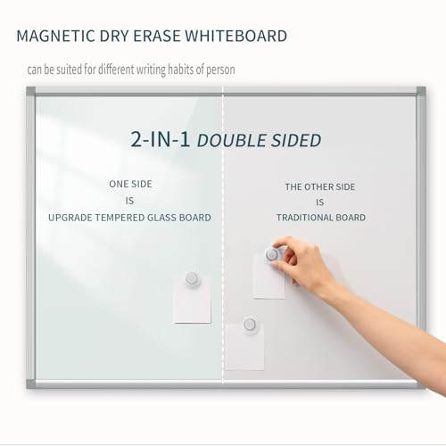 Rolling Writeboard Premium Tempered Magnetic Glass Double Sided Easel