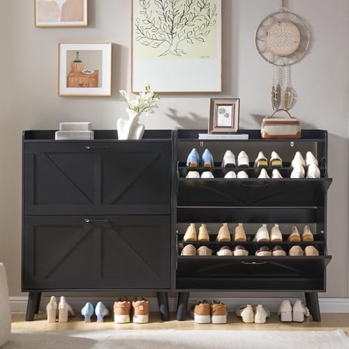 Shoe Cabinet Storage for Entryway with 2 Flip Drawers