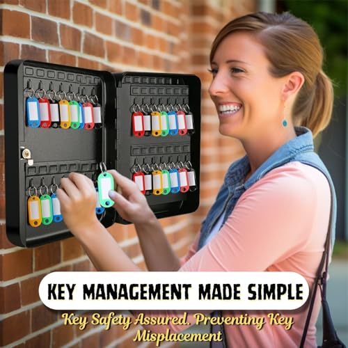 Key Cabinet Steel Box with Combination Lock with Number Tags & Hooks