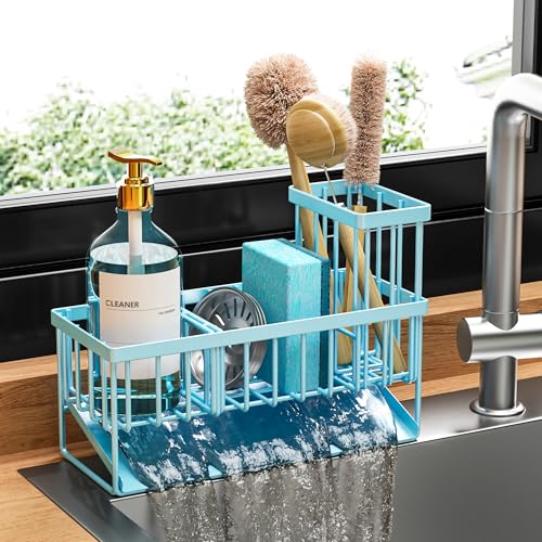 Kitchen Sink Caddy Organzier with High Brush Holder