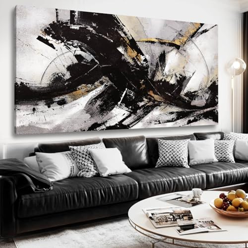 Large Wall Art for Living Room Pink Wall Decor White Flowers Artwork Canvas Poster Pictures Black Arts Abstract Gold Paintings for Girls Women Room Office