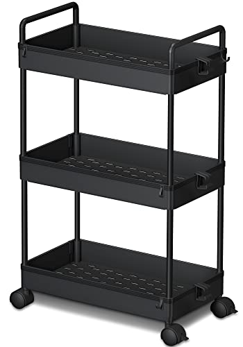 3 Tier Slim Rolling Storage Cart with Wheels Utility Organizer
