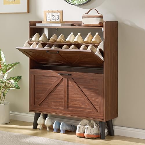 Shoe Cabinet Storage for Entryway with 2 Flip Drawers