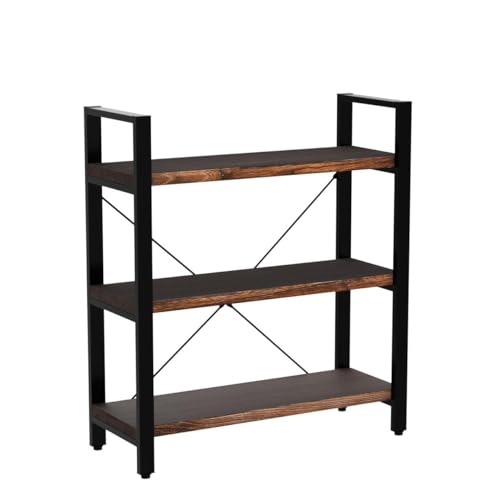 Real Solid Wood Rustic Vintage Industrial Etagere Bookshelf