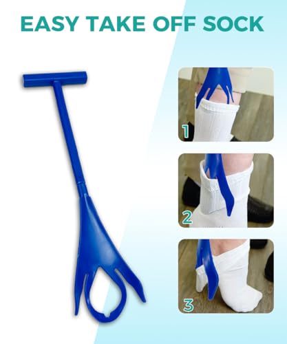 Sock Aids for Putting On Socks with Shoe Horn and Button Hook