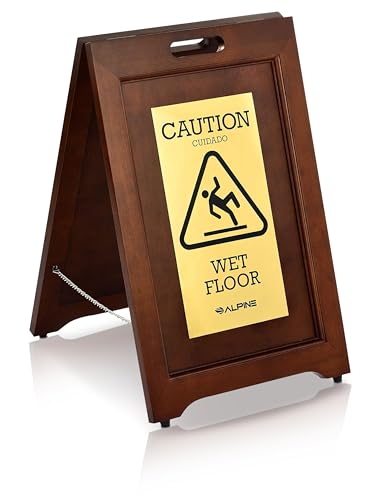 Wooden Caution Wet Floor Sign Slippery A
