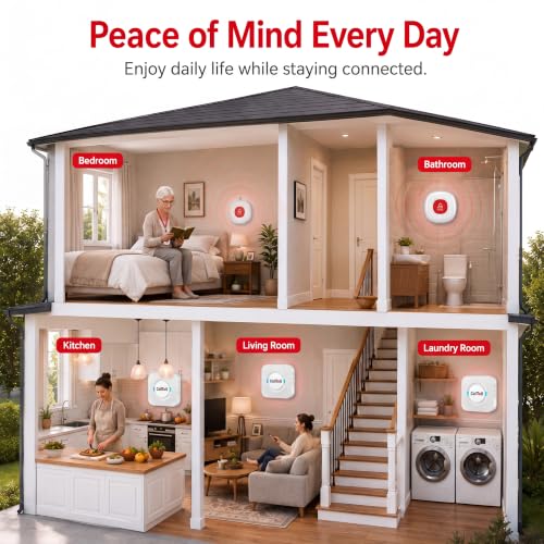 Wireless Caregiver Pager Smart Monitoring System Alert Buttons Hand Call Bell for Elderly Seniors Patients