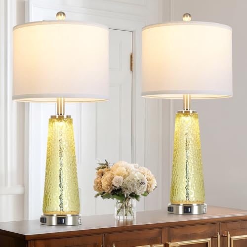 Glass Table Lamps Set of 2 White