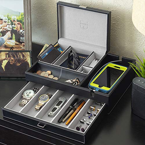 Admiral Dresser Valet Box & Mens Jewelry Box Organizer