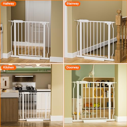 HOOEN White Narrow & Extra Wide Baby Gate for Doorways Stairs 24