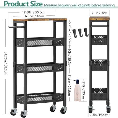 Utility Slim Storage Cart with Wheels