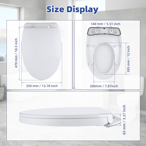 Toilet Seat Elongated with Slow Close Hinges Compatible with TOTO