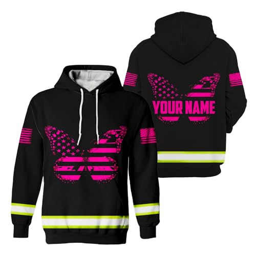 US Flag High Visibility Hoodie for Men Reflective Hoodie Safety Workwear for Worker Runner Patriotic ACC02
