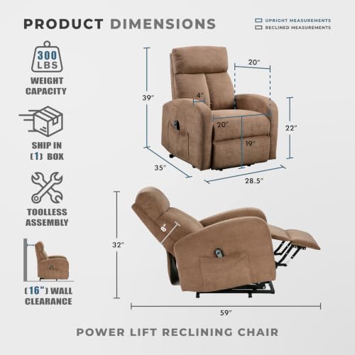 Textured Microfiber Power Lift Recliner Chair for Elderly