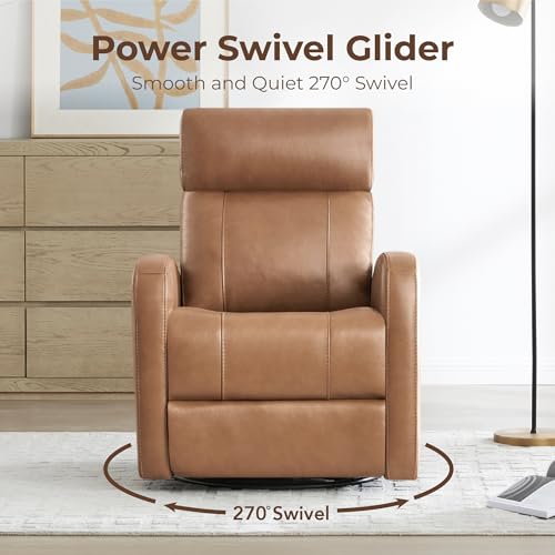 Genuine Leather Power Swivel Glider Recliner Chair 9098