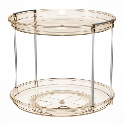2 Tier Lazy Susan Turntable Organizer 9.25'' Rotating Spice Rack Organization for Cabinet